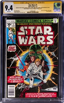 1977 Marvel Comics "Star Wars" #1 (Signed Comic w/ Hamill, Ford, Baker & More) - CGC 9.4 White Pages